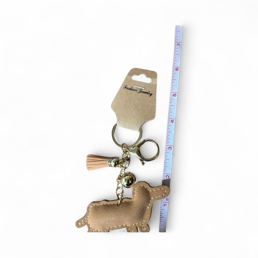 Fashion Jewelry Sparkling Dachshund Keychain with Red and Brown Sparkle - Picture 7 of 7